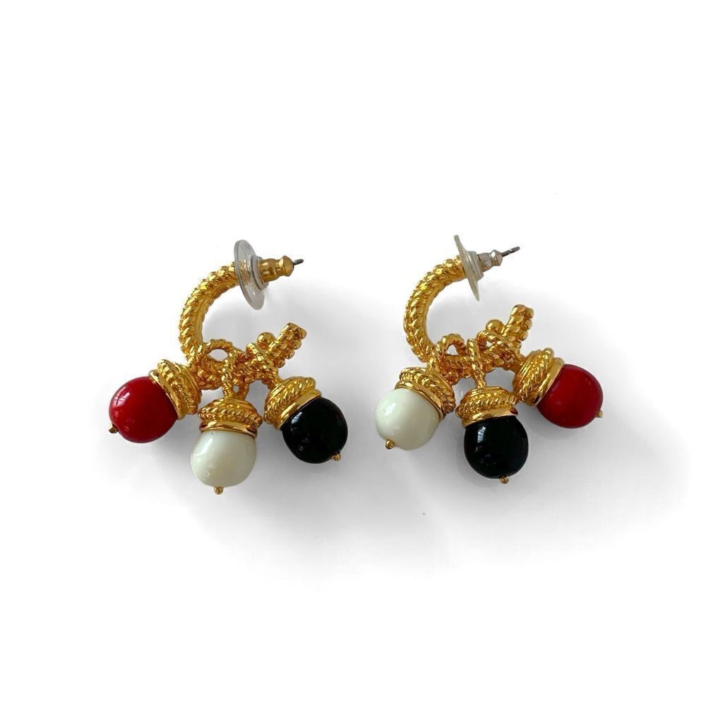 Joan Rivers Convertible Gold Hoop Charm  Earrings